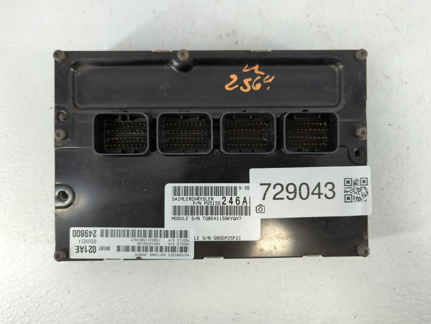 2008-2010 Chrysler 300 PCM Engine Control Computer ECU ECM PCU OEM P/N:P05187020AD P05150246AD Fits Fits 2008 2009 2010 OEM Used Auto Parts - Oemusedautoparts1.com